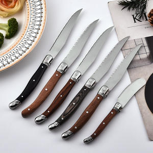 Ensemble de 6 couteaux à steak de style <span class=keywords><strong>Laguiole</strong></span>, acier inoxydable, lame dentelée, manche en bois, couteaux de table pour restaurant, hôtel - Product Image 4