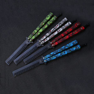 Kuaför Paslanmaz Çelik Kelebek Eğitim Tarak Vintage İskelet Katlanır Bıçak Uygulama saç fırçaları Salon Araçları UN777 - Product Image 4