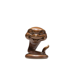<b>Copper</b> And Gold Years Brass Snake Figurine Q Version Handmade Animal Sculpture For Living Room <b>Table</b> Decoration - Product Image 1