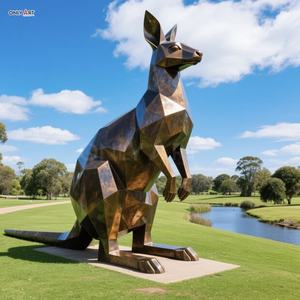 Personalizado Resort al aire libre Riverside decoración pública moderna grande bronce fundido gigante geometría canguros manada soporte escultura <span class=keywords><strong>de</strong></span> bronce - Product Image 2