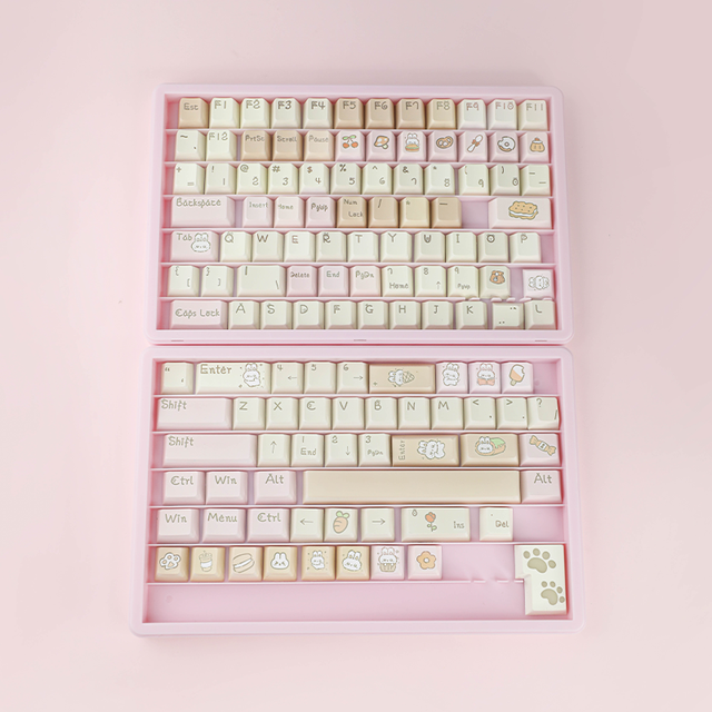 PBT Heat Sublimation Rabbit Keycaps Set Bunny Keycaps Cherry MX Keycaps for Mechanical Keyboard Decoration