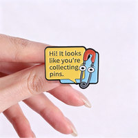 Pin Enamel Lucu dengan Tulisan Kolektor untuk Dekorasi Jaket, Tas, atau Kerah