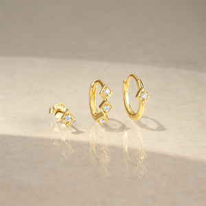 CANNER Juego de 3/4/6 Aretes de Joyería de Moda para Uso Diario, Aretes de Aro Geométricos de Plata 925 para Mujer - Product Image 2