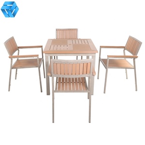 Set di Tavoli e <span class=keywords><strong>Sedie</strong></span> da Esterno Moderni in <span class=keywords><strong>Plastica</strong></span>, Set da Caffè Quadrato per Arredamento da Patio per Uso all'Ingresso - Product Image 5