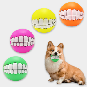 Fabrika Çıkışı Komik Evcil Hayvan Diş Desenli Toplar Sesli Köpek Oyuncakları Isırmaya Dayanıklı Dayanıklı Eğitim Çiğneme Oyuncağı Vinil Çevre Dostu - Product Image 1
