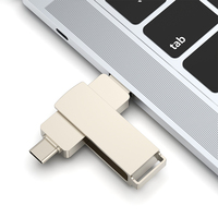 Flash Drive Metal Baru 64GB 128GB 256GB 512GB USB 3.0 3.1 OTG untuk Komputer dan Perangkat Ponsel 50MB/S Perak