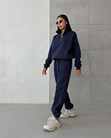 Ensemble long 2 pièces pour femme, col mandarin, uni, décontracté, respirant, écologique, manches longues, pull d'automne