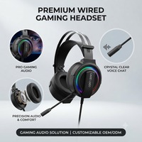 Auriculares con Micrófono HD OEM ODM, Estéreo 3D, USB, RGB, con Cable, para Juegos, para Teléfono Móvil y PC