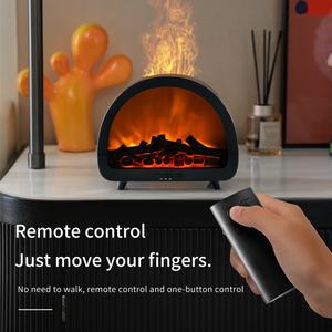 Nouveau Diffuseur d'Arômes Flamme de Cheminée, Humidificateur d'Air Intelligent Ultrasonique Coloré avec Télécommande, Humidificateur à Flamme Semi-circulaire - Product Image 4