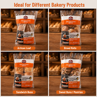 Sac d'emballage pour pain en plastique transparent de qualité alimentaire CPP imprimé sur mesure, résistant aux déchirures, pour boulangerie