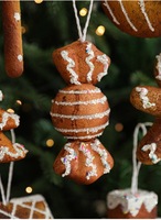 Ornamen Gantung Manusia Roti Jahe Natal Super Lucu, Dekorasi Gantung Berlapis Salju untuk Pohon Natal