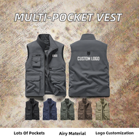 Veste sans manches en toile multi-poches de haute qualité en gros, logo personnalisé, été, formel, écologique, broderie 3D, pêche, chasse