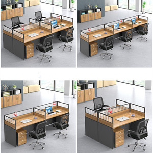 Muebles de Oficina, Estación de Trabajo para 2 Personas, Mesa de Computadora de Madera en Forma de I, Escritorios de Oficina, Mesa con Gabinete Lateral y Silla Incluidos - Product Image 5
