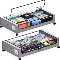 NFS Wholesale Factory Square Bed Bottom Storage Rack Under Bed Clothing Shoes Sheets Book Storage Box with Wheels Move the Cart