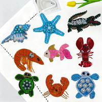 Appliques 3D d'animaux marins faites à la main : crabes, tortues, crevettes, crocodiles, patchs perlés et strass pour créations de mode