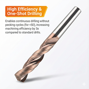 Mata Bor Twist Karbida Padat dengan Lubang Pendingin, Finishing Oksida Hitam, Panjang 118mm untuk Pengeboran Baja Tahan Karat 3D 5D 8D - Product Image 6
