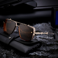 2025 Logo personnalisé Vintage rétro lunettes de soleil pour hommes Steampunk Punk Style UV400 carré Double pont lunettes de soleil Anti-rayonnement