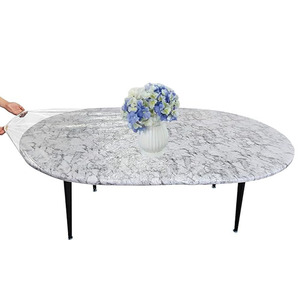 Cubierta de <span class=keywords><strong>Mesa</strong></span> Ovalada Transparente de PVC, Protector de <span class=keywords><strong>Vinilo</strong></span> Resistente al Agua para <span class=keywords><strong>Mesa</strong></span> de Comedor, Escritorio, Uso en Exteriores, Logotipo Personalizado - Product Image 4