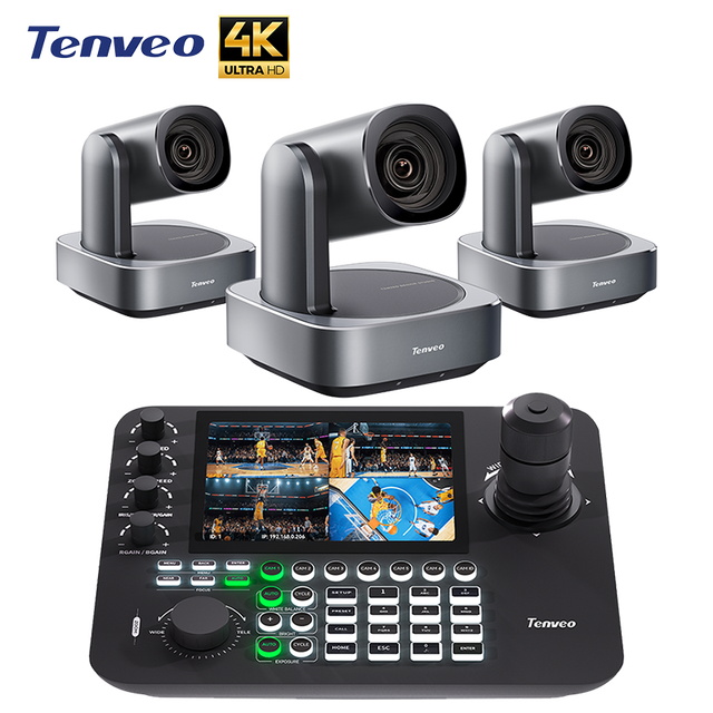 Professional Live Streaming System 4K 12X Zoom AI Auto Tracking NDI POE PTZ Camera 4K with Joystick Controller for Large Events