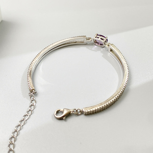 Bracelet en Améthyste Naturelle avec Argent Sterling S925 pour Femme, Bijou Élégant en Pierre Précieuse Violette, Pierre de Naissance de <span class=keywords><strong>Février</strong></span>, Cadeau Guérison - Product Image 6