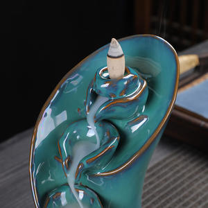 Brûleur d'encens à reflux en céramique, statue décorative, brûleur d'encens à reflux en bois de santal, décoration d'intérieur - Product Image 5