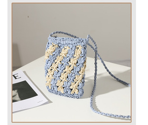 Summer Women Paper Straw Crochet Flower Crossbody <strong>Bag</strong> Mini <strong>Mobile</strong> Phone Handmade <strong>Soft</strong> Zip Shoulder All-match Beach Daily Purse - Product Image 2