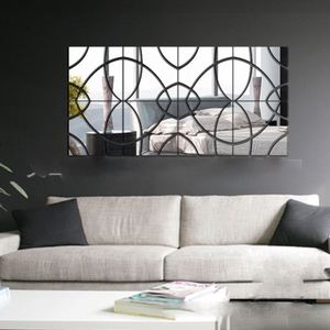 Geometric <b>Mirror</b> Wall Stickers - Self-Adhesive 3D Acrylic Decals in Gold, Silver & Black (4-Piece Set) - Product Image 6