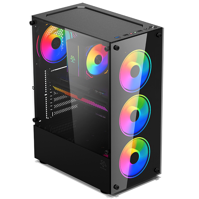 SNOWMAN Mid Tower Gaming PC Case with Mesh Front Panel RGB Fans and Superior Airflow for Immersive Gaming Experience