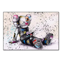 Mode moderne décoration intérieure de la maison ours en peluche affiches d'art mural rue graffiti violence peinture à l'huile cristal porcelaine