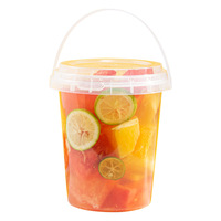 Transparante dranken- en fruitemmer met deksel en handvat, van PP-materiaal, voor bier