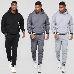 Mens Hoodie Set Loose Long Sleeve <strong>Pullover</strong> Pure Color Casual Pants Set 2-Piece Fashion Hoodie Men New - Product Image 1