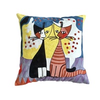 Abstrakte Niedliche Katzen- und Hunde-Picasso-Stickerei Tierform-Sofakissen & Boho-Kissenbezüge, Baumwollkissen Großhandel