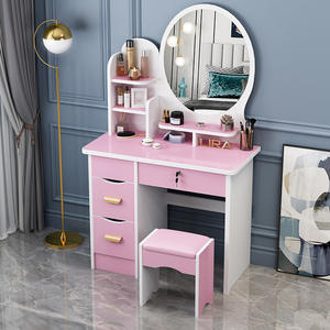 Chambre à coucher moderne blanc vanité maquillage table miroir commode 6 tiroirs <span class=keywords><strong>coiffeuse</strong></span> conceptions <span class=keywords><strong>avec</strong></span> lumières <span class=keywords><strong>led</strong></span> miroir <span class=keywords><strong>et</strong></span> <span class=keywords><strong>tabouret</strong></span> - Product Image 3