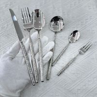 Ensemble de couverts en acier inoxydable de haute qualité 18/10, manche martelé moderne, finition miroir, écologique, pour mariage