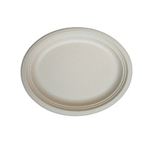 Assiette ovale jetable robuste de 12 pouces en bagasse sans PFAS, certifiée OK Compost, résistante à l'huile, compatible micro-ondes, écologique, pour les fêtes
