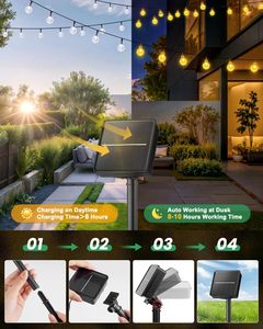 Guirlandes lumineuses solaires LED IP67 étanches pour extérieur, globe en cristal, lumières de patio, jardin, cour, porche, décoration de mariage et de fête - Product Image 5