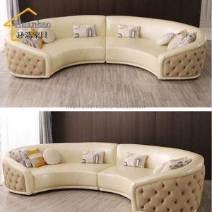 Ensemble de canapés modernes incurvés en forme de U et <span class=keywords><strong>demi</strong></span>-<span class=keywords><strong>lune</strong></span> Meubles ronds de salon Canapé rond tufté en forme de C en <span class=keywords><strong>cuir</strong></span> véritable - Product Image 2
