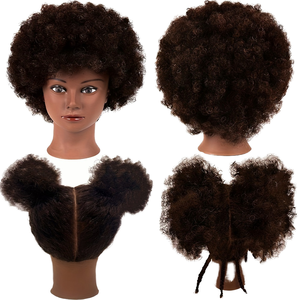 Tête de Mannequin en Cheveux Humains <span class=keywords><strong>Afro</strong></span> Ondulés Non-Remy pour Formation Coiffure et Cosmétologie, Perruques de 14 Pouces pour Femmes Noires - Vente en Gros - Product Image 1