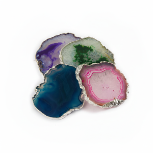 Venta al por mayor de calidad superior oro galvanizado ágata rebanada bajo precio vajilla accesorios cocina uso titular - Product Image 1