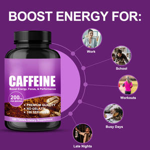 थोक कैफीन टैबलेट आसानी से निगलने ऊर्जा की खुराक ऊर्जा फोकस और प्रदर्शन कैफीन की गोलियां - Product Image 2