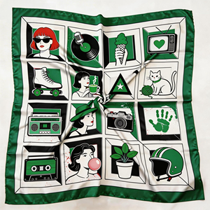 シルクスカーフ70 * 70cmプリントサテンスクエアカスタム春夏模造シルクスカーフ女性用 - Product Image 3