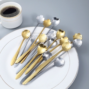 DFC0337 Cuchara de Acero Inoxidable con Diseño de Flor de Cerezo, Cuchara Creativa con Pétalos para Café, Postre, Miel, Cuchara Larga para Remover, Cuchara para Helado - Product Image 4