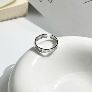S925 Sterling Silver <b>Ring</b> Geometric <b>Open</b> Design Ice Crushing Texture Pave Setting Gift Jewelry - Product Image 4