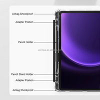 Étui rigide transparent noir Anryque avec support pliable, porte-crayon, antichoc, magnétique, fonction veille automatique pour Tab S10