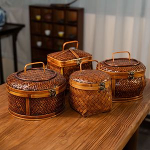 <b>Bamboo</b> Storage Baskets Rectangle Tung Oil Finish Kitchen Use Neatening Storage Food <b>Container</b> <b>Bamboo</b> Weaving - Product Image 2