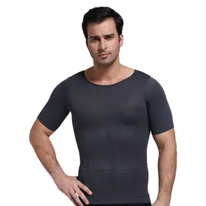 男性用胃痩身ボディシェイパー背中の姿勢圧縮シャツ
