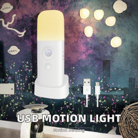 Veilleuse LED ABS portable, petite, moderne, carrée, avec détecteur de mouvement, rechargeable par USB, à intensité variable, lumière blanc chaud, pour chambre et couloir, 50000 heures