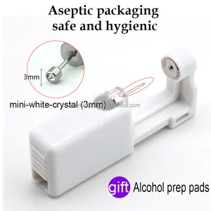 Self Ear Piercing Gun With Mini White Crystal Studs Personal Ear Piercing Tool Kit Painless Ear Piercer Disposable