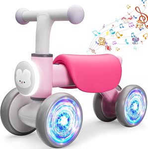 Vélo d'équilibre pour tout-petits avec roues lumineuses colorées, pour garçons et filles de 12 à 24 mois, cadeau de 1er <span class=keywords><strong>anniversaire</strong></span> avec musique douce et sons d'animaux mignons - Product Image 2