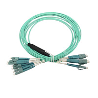 Cordon de brassage fibre optique LC/UPC-LC/UPC 8 fibres OM3-150 µm Multimode Aqua pour centre de données, PON, CATV, FTTH, salle serveur, panneau de brassage 1-20m